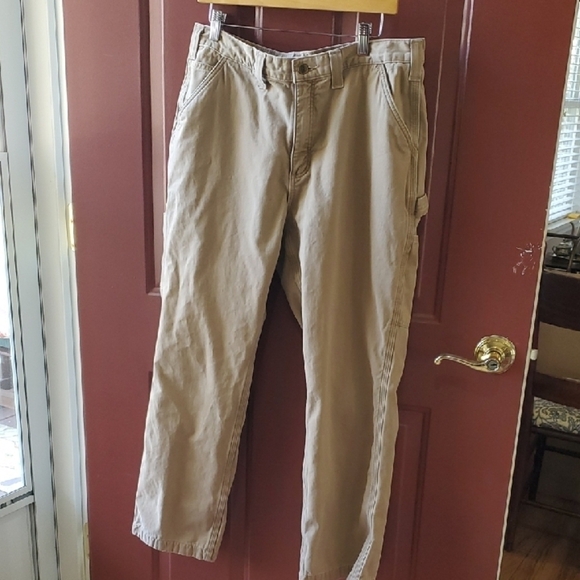 Carhartt Tan Cargo Pants Versatile and Durable Plaid Flannel Lined 36 X 30 - Picture 1 of 13